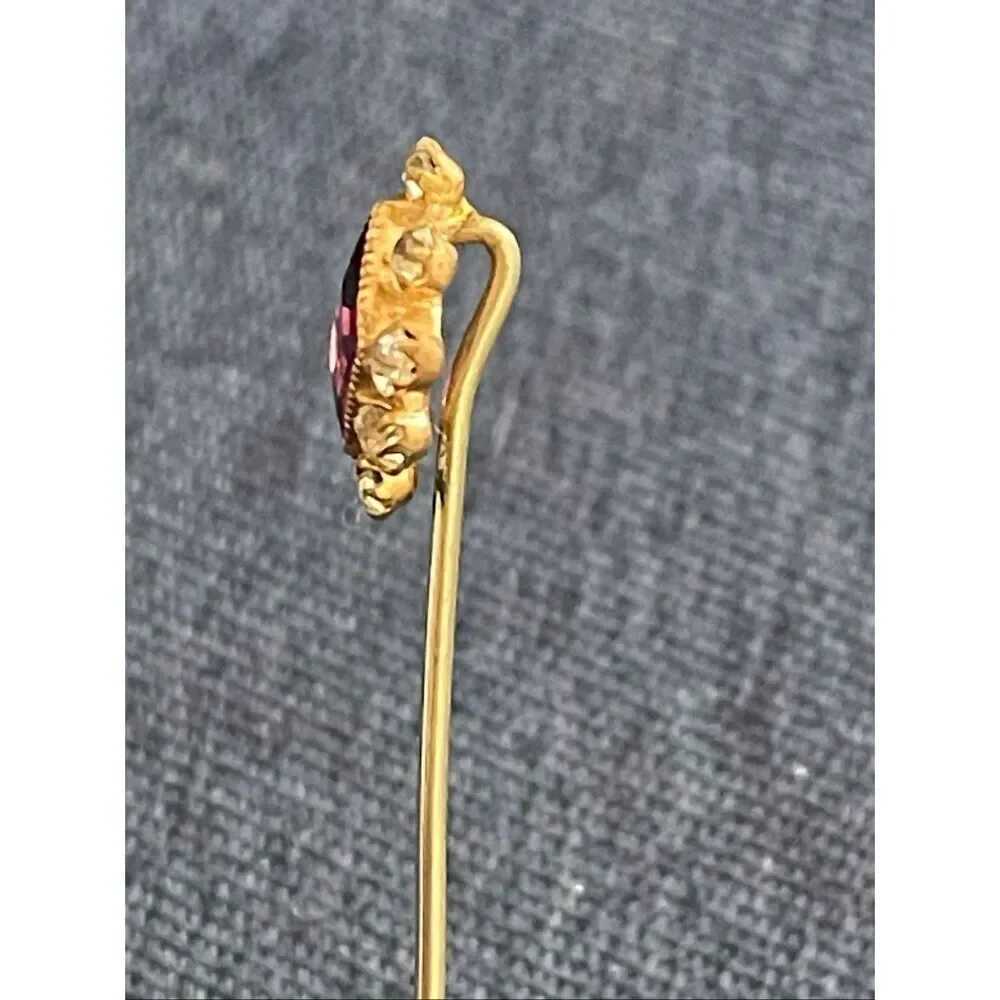 Vintage Victorian Amethyst and Faux Diamond Hat Pin